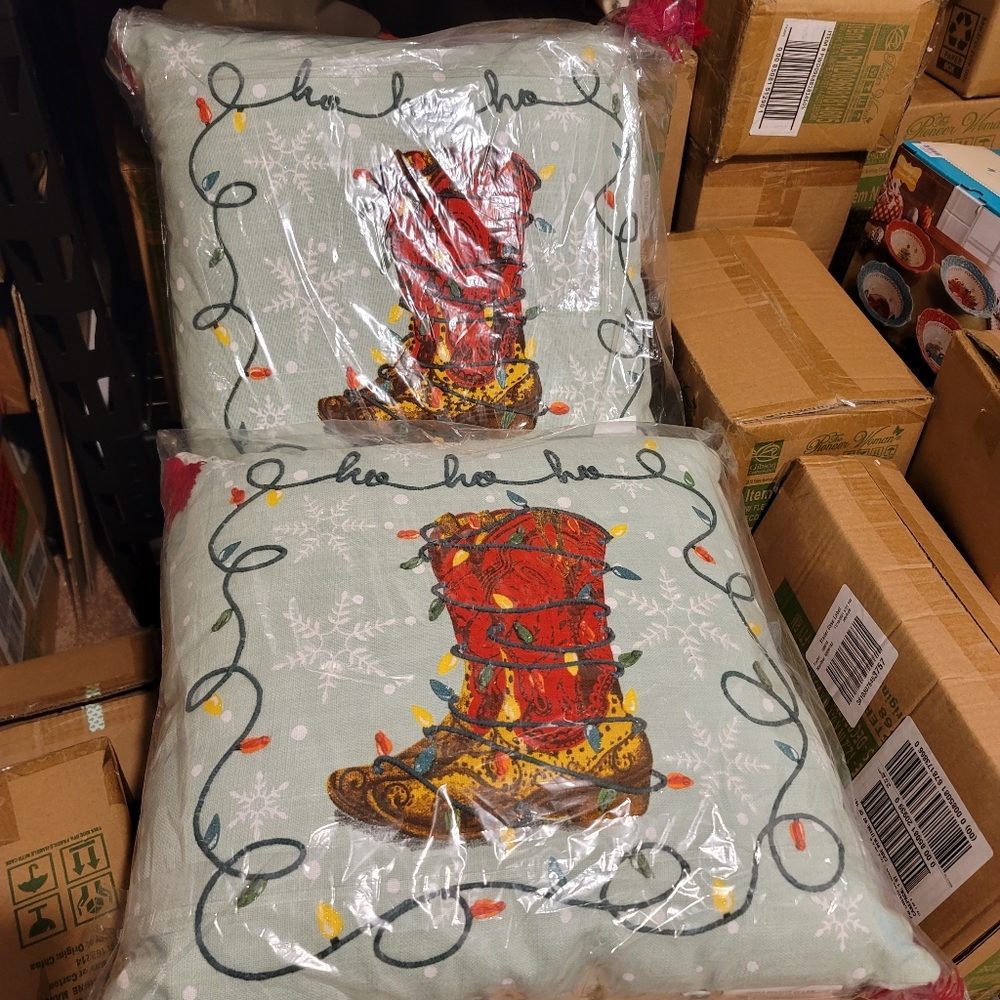 2 NWT Pioneer Woman Holiday Boot pillows
